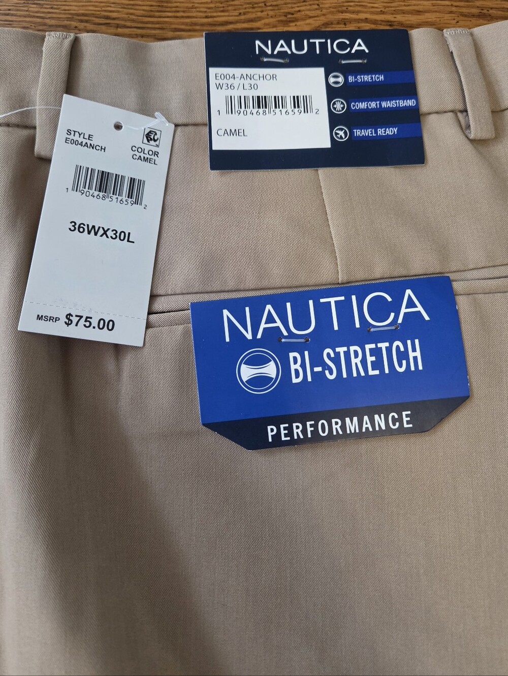 Nautica Camel Bi-Stretch Performance Dress Pants Men's Size 36 X 30 NWT